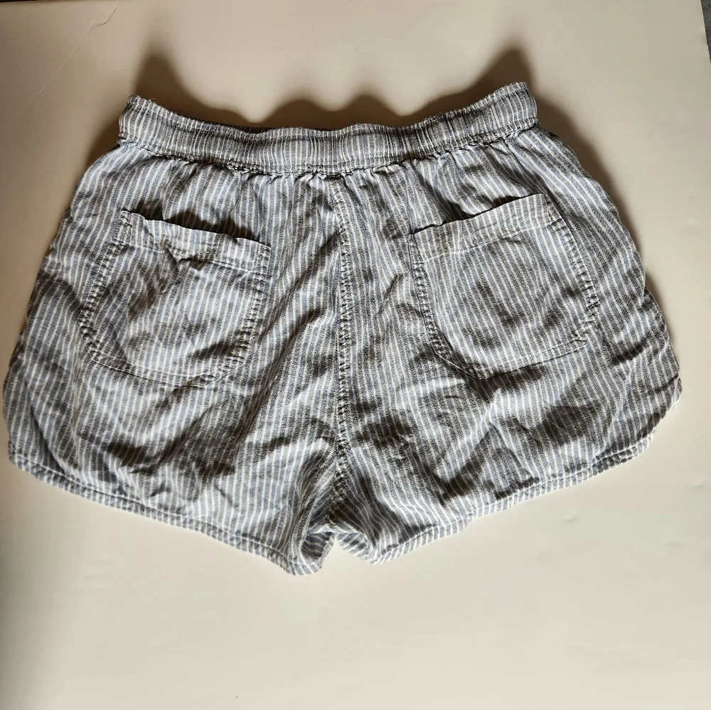 Marine Layer Striped Drawstring Shorts Blue/Gray Pinstripes Hemp Eco Casual 2" - Picture 5 of 9